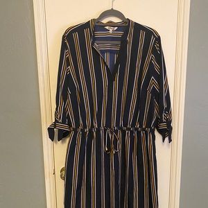Navy Striped Shirt Dress